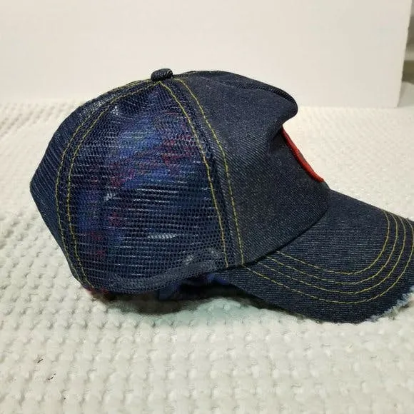 00's Von Dutch Patch Distressed Denim Snapback Hat by Cameo