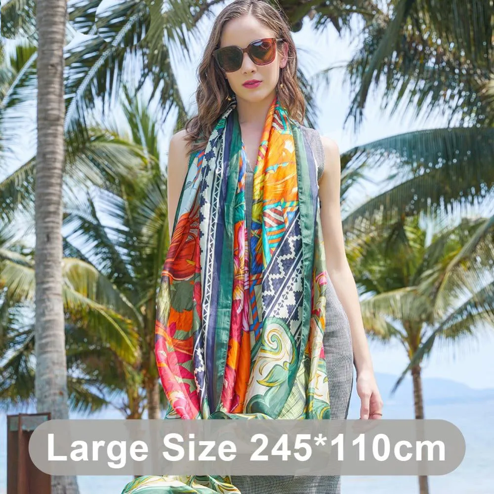 100% Silk Long Luxury Beach Scarf 245*110cm