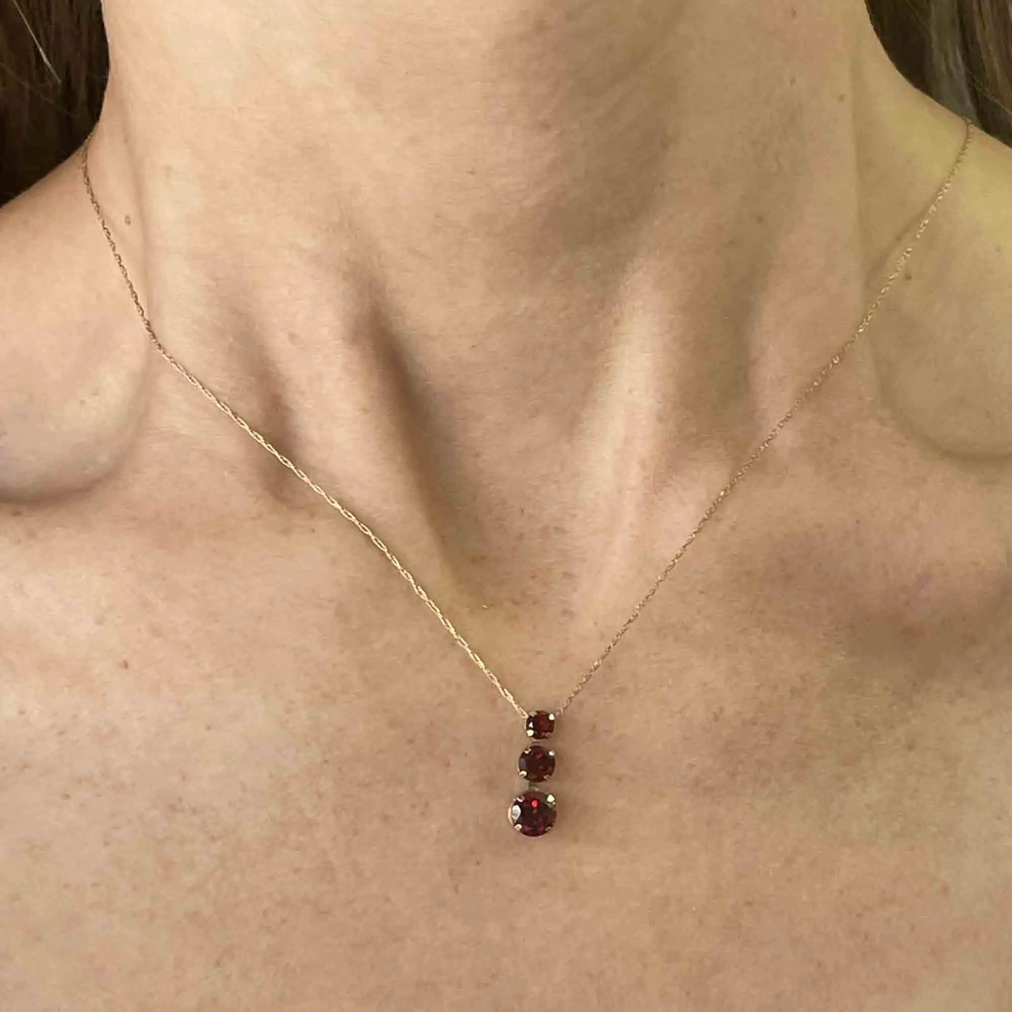 10K Gold Garnet Journey Pendant Necklace