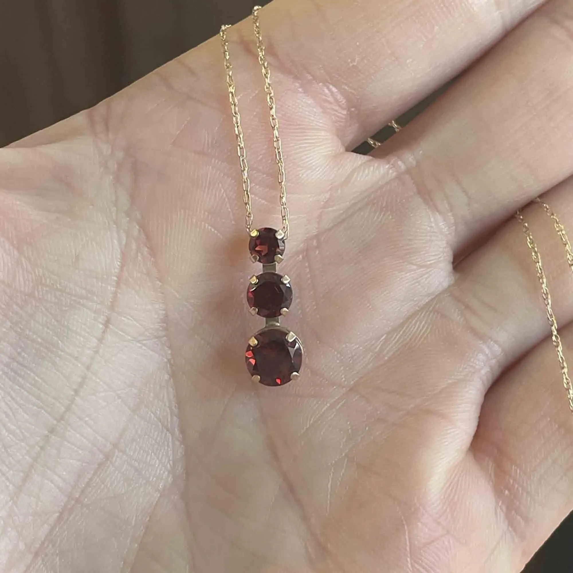 10K Gold Garnet Journey Pendant Necklace