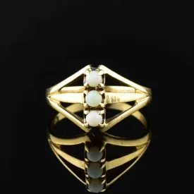 10K Gold Opal Geometric Statement Ring, Sz 5.5