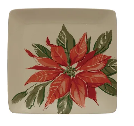 11" Square Poinsettia Plate