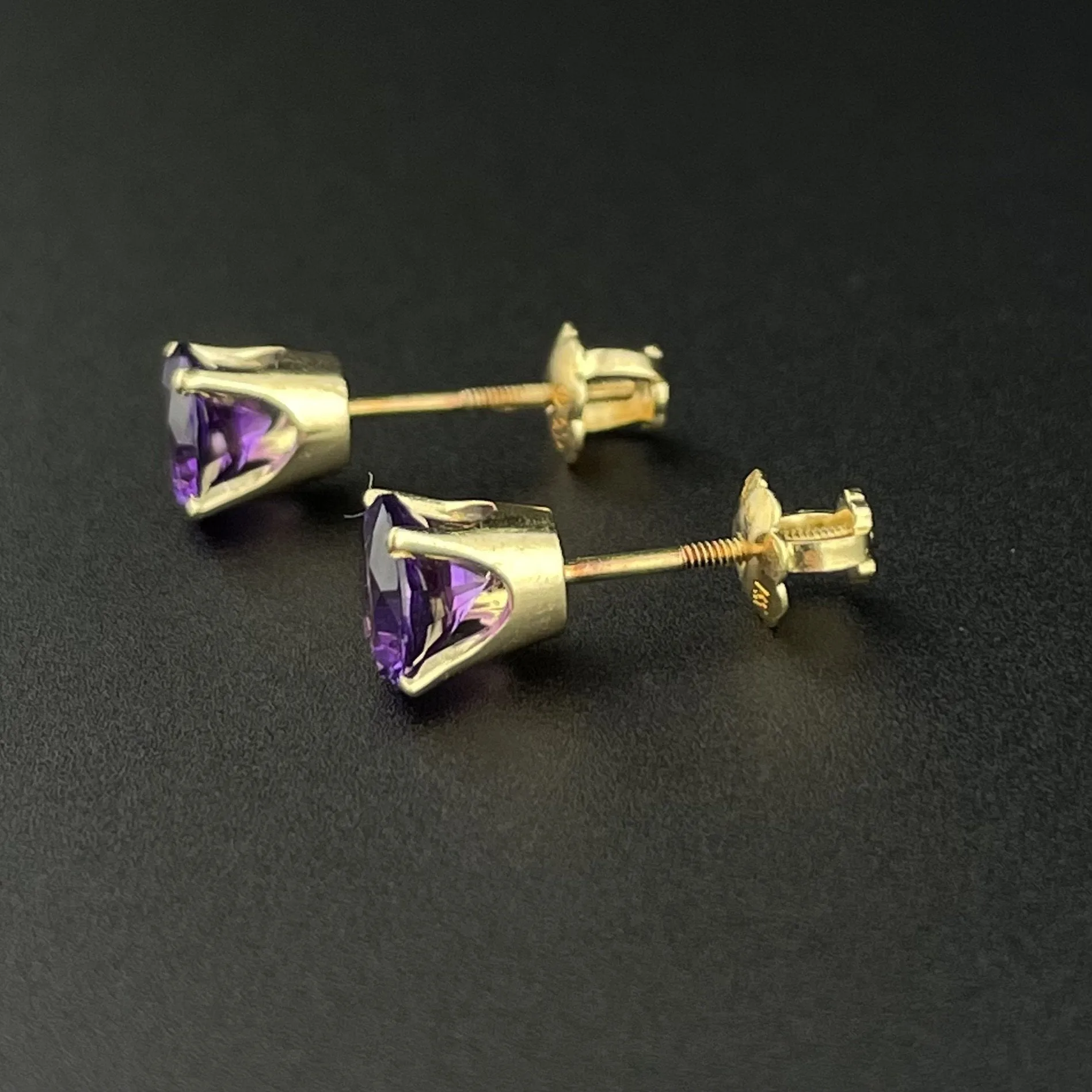 14K Gold 1.07 CTW Natural Amethyst Post Stud Earrings