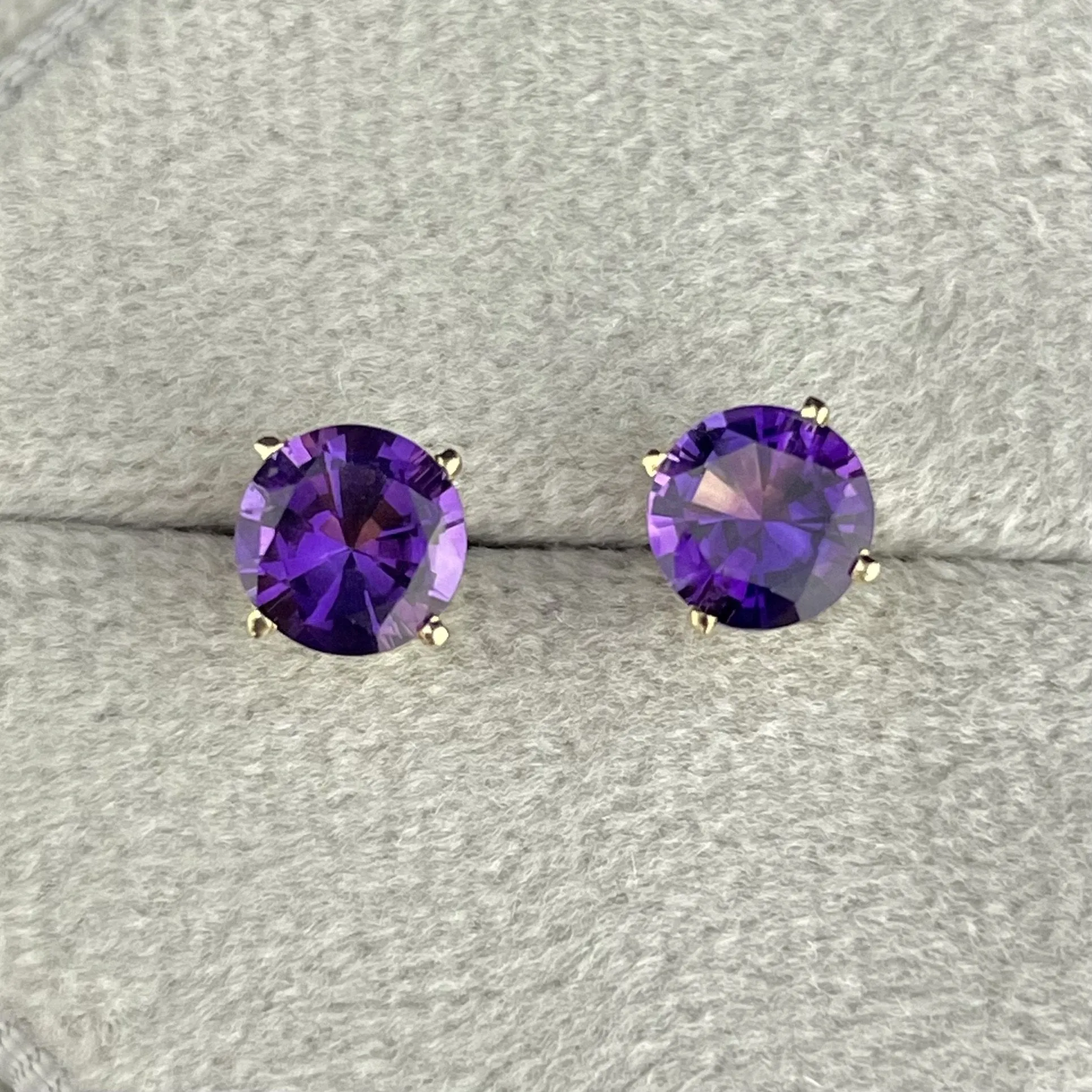 14K Gold 1.07 CTW Natural Amethyst Post Stud Earrings