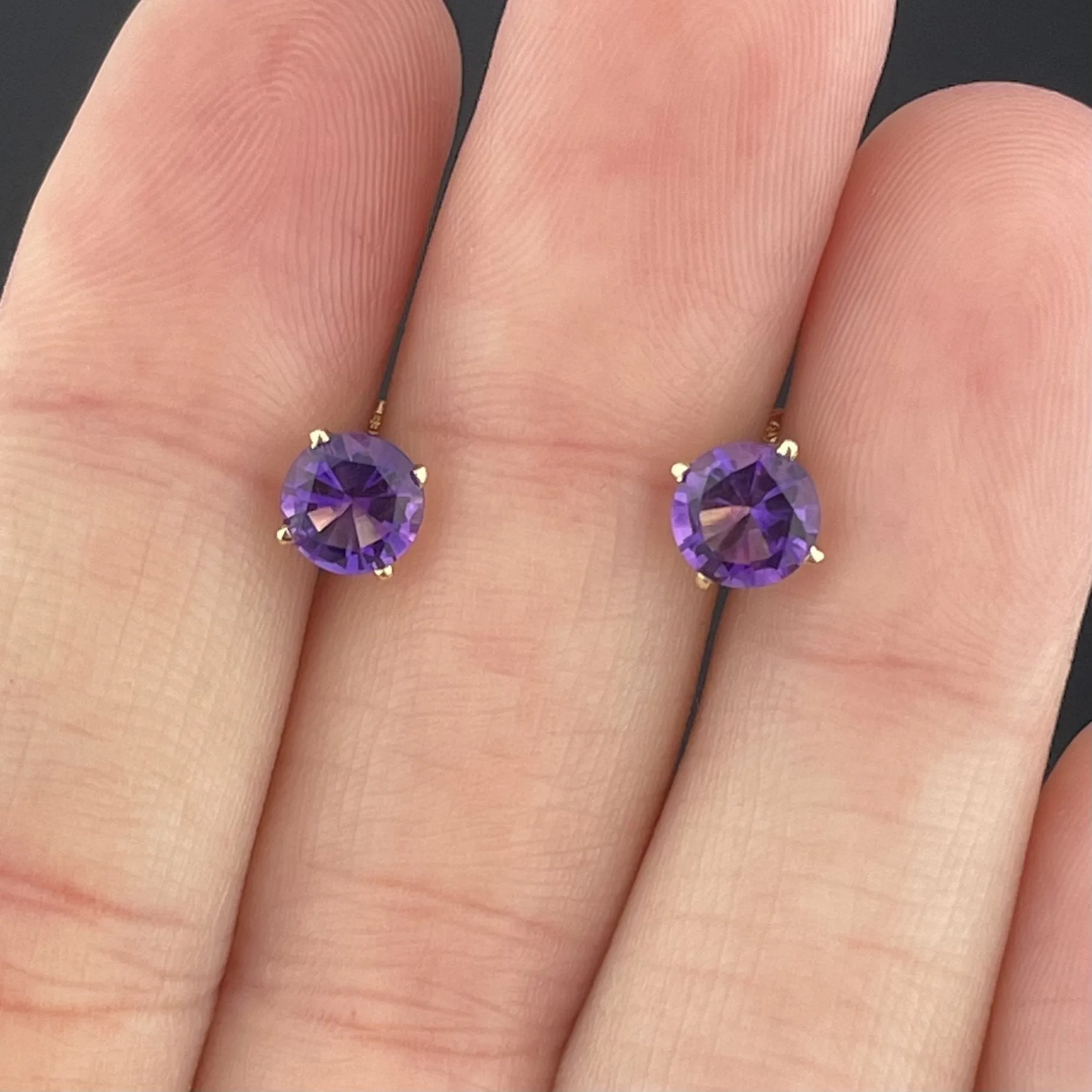 14K Gold 1.07 CTW Natural Amethyst Post Stud Earrings