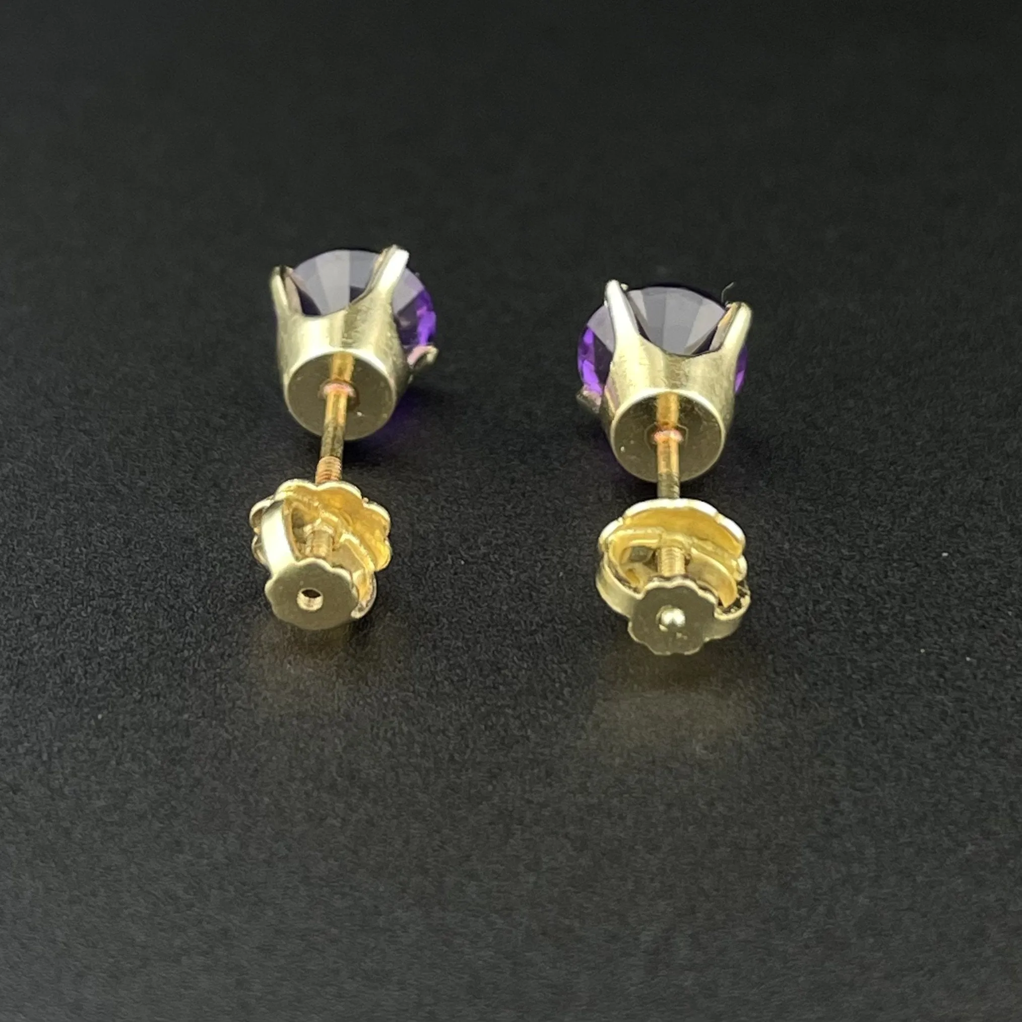 14K Gold 1.07 CTW Natural Amethyst Post Stud Earrings