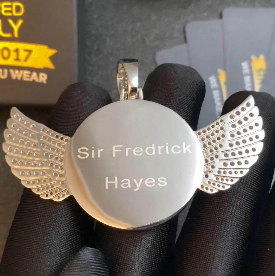 14k Gold Plated Custom Photo Wings Pendant Necklace- Personalized Gift