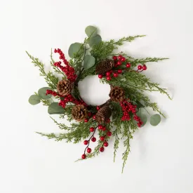 15"H Sullivans Cedar Berry Christmas Mini Wreath, Green