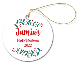 1st Christmas Round Porcelain Ornament