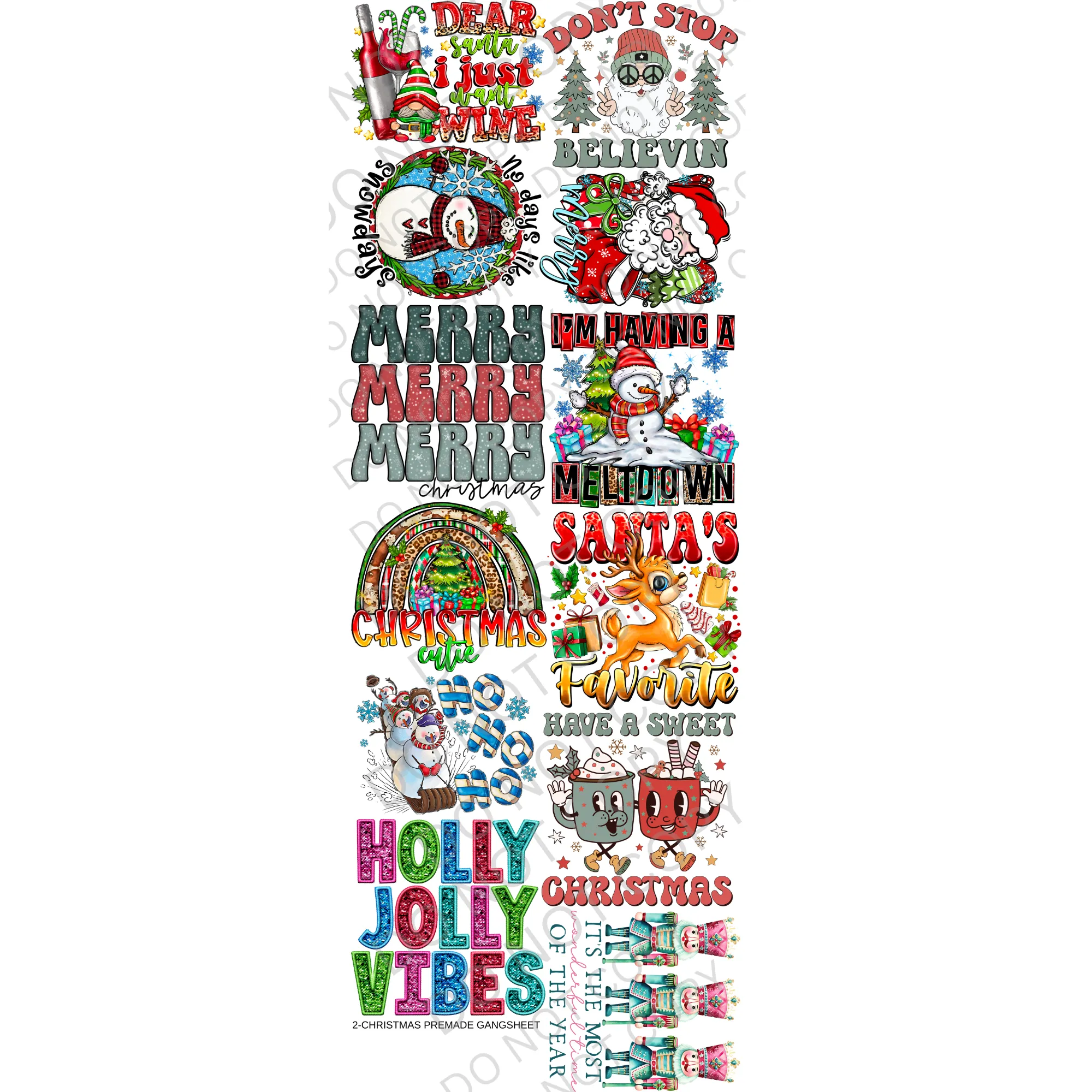 2-Christmas Premade Bundle 60" Gang Sheet