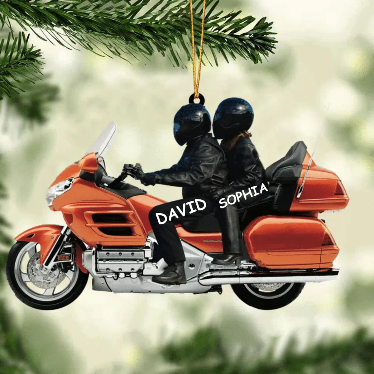 2023 New Release Personalized Biker Couple Gold Wing Motorcycle Ornament