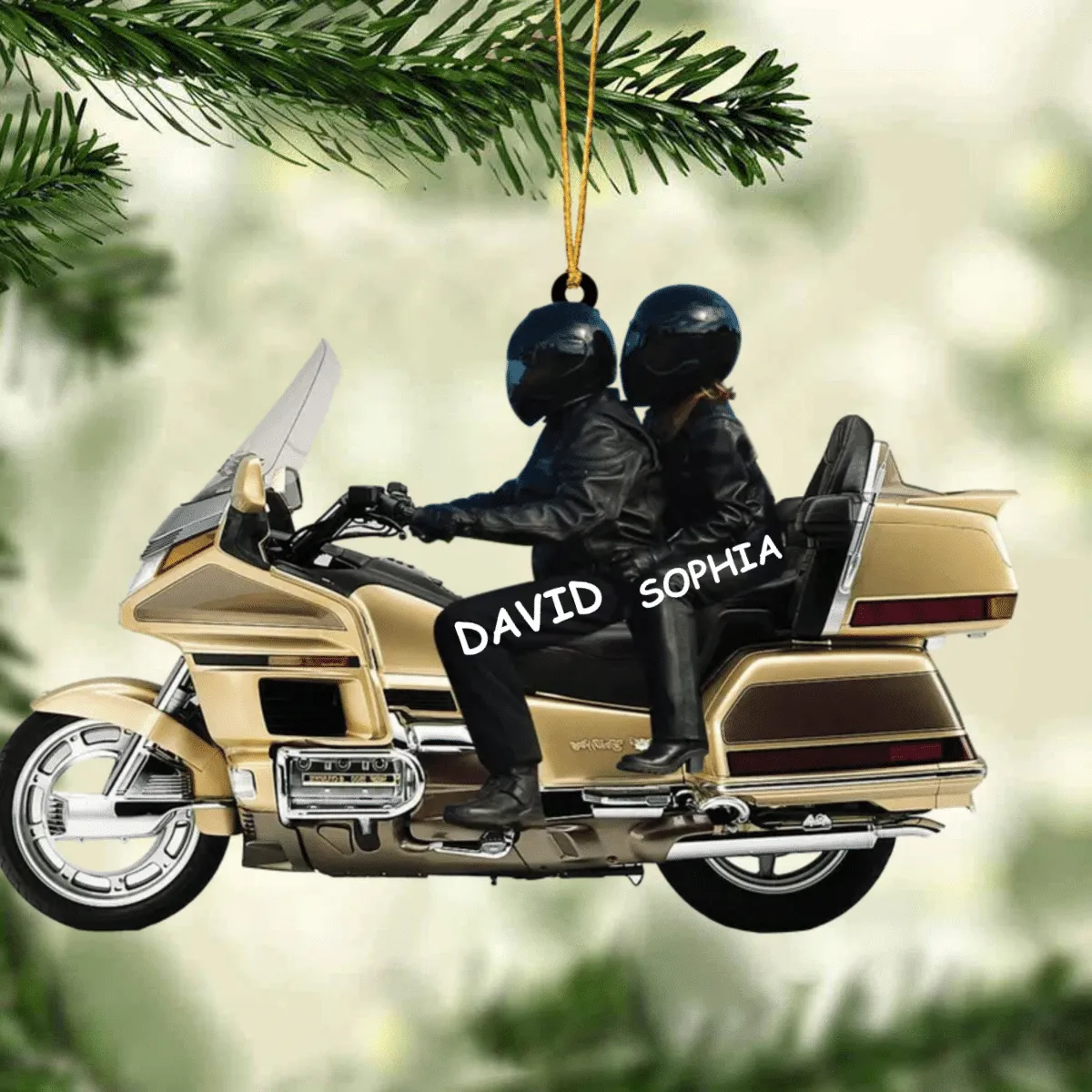 2023 New Release Personalized Biker Couple Gold Wing Motorcycle Ornament