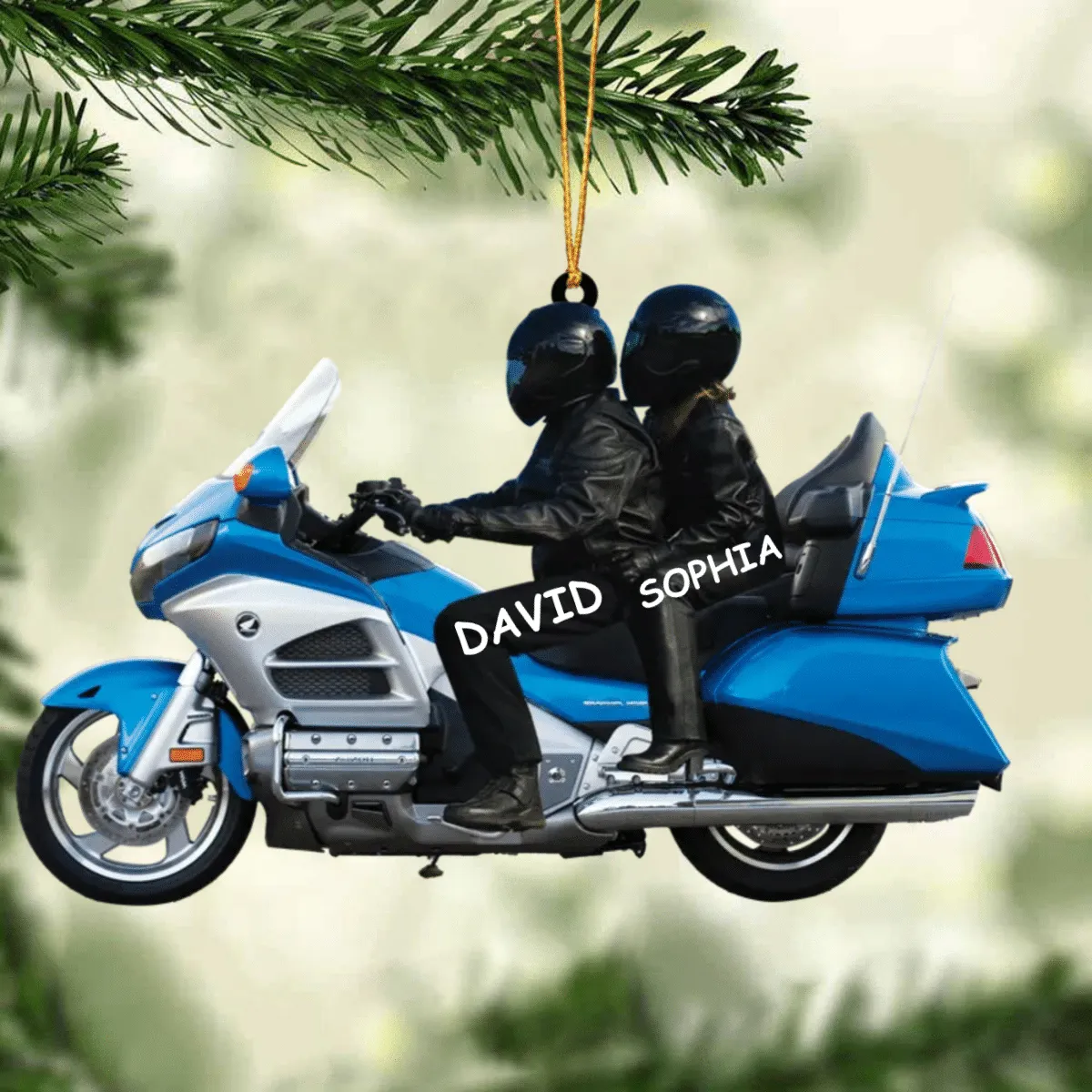 2023 New Release Personalized Biker Couple Gold Wing Motorcycle Ornament