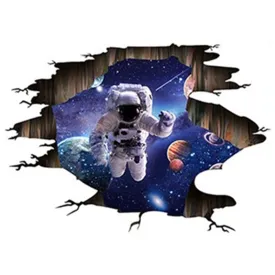 3D Space Astronaut Broken Wall Sticker