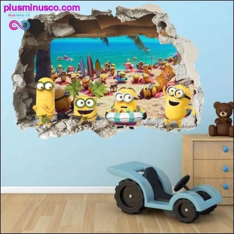 3D Wall Sticker Cute Yellow Boy On Holiday Vinyl Decals Art