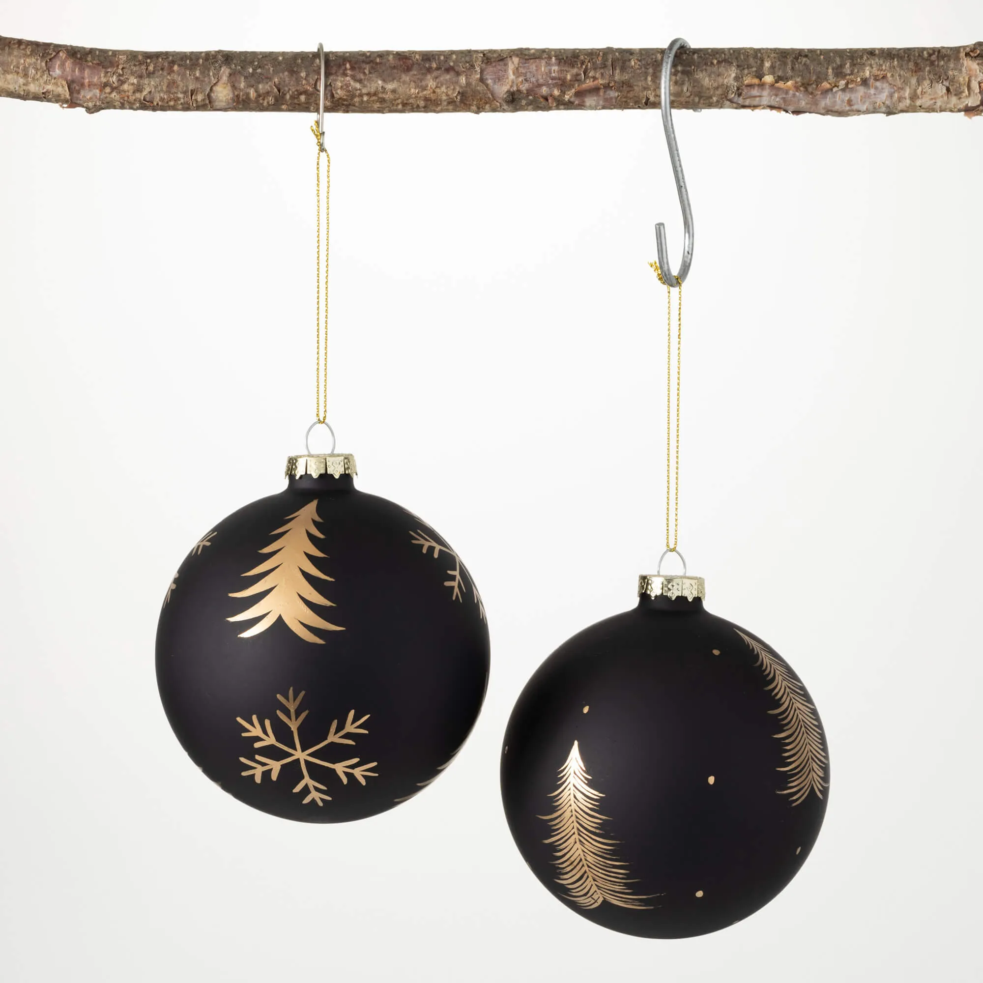 4"H Sullivans Night Sky Ball Ornament - Set of 2, Black Christmas Ornaments