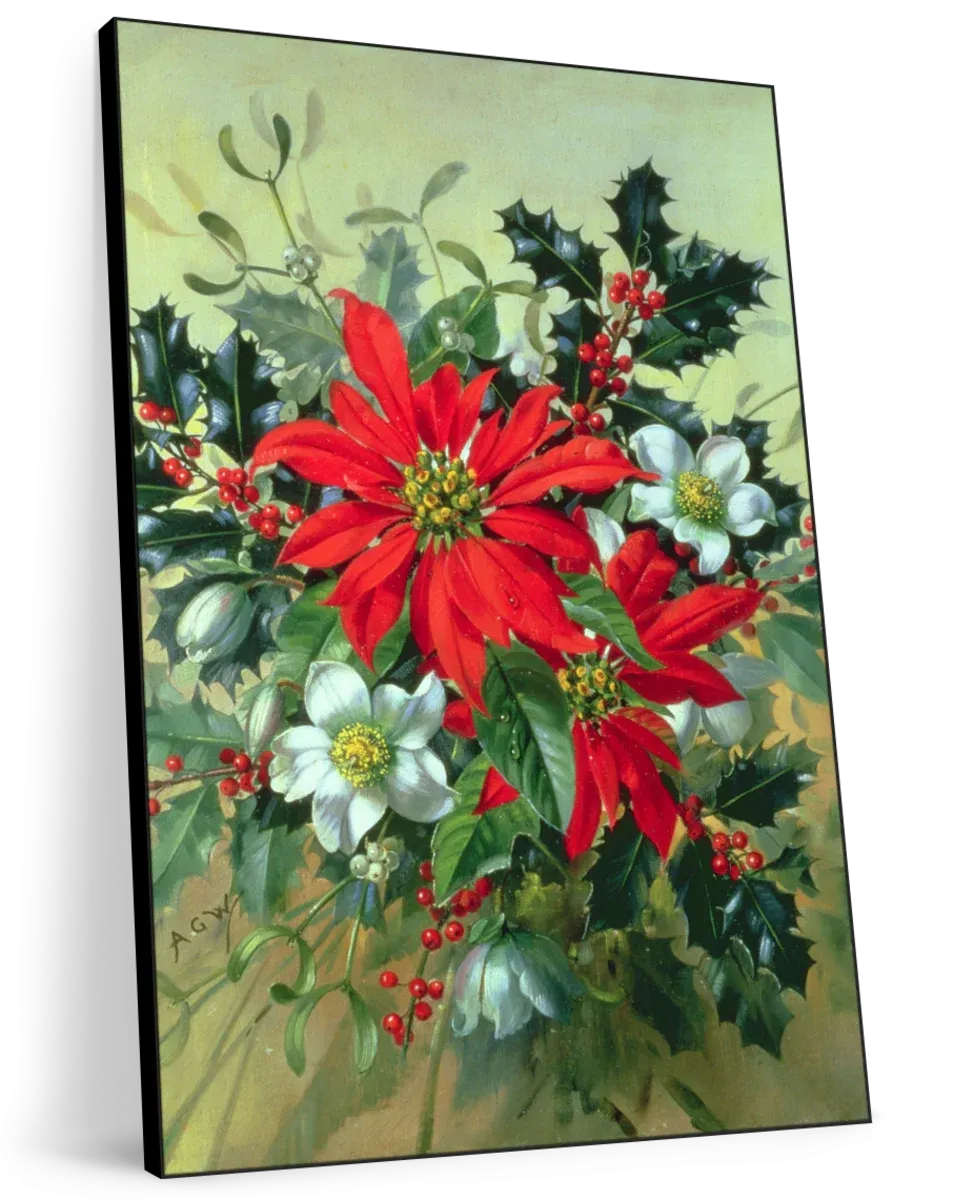 A Christmas Arrangement With Holly Mistletoe Wall Art