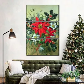 A Christmas Arrangement With Holly Mistletoe Wall Art