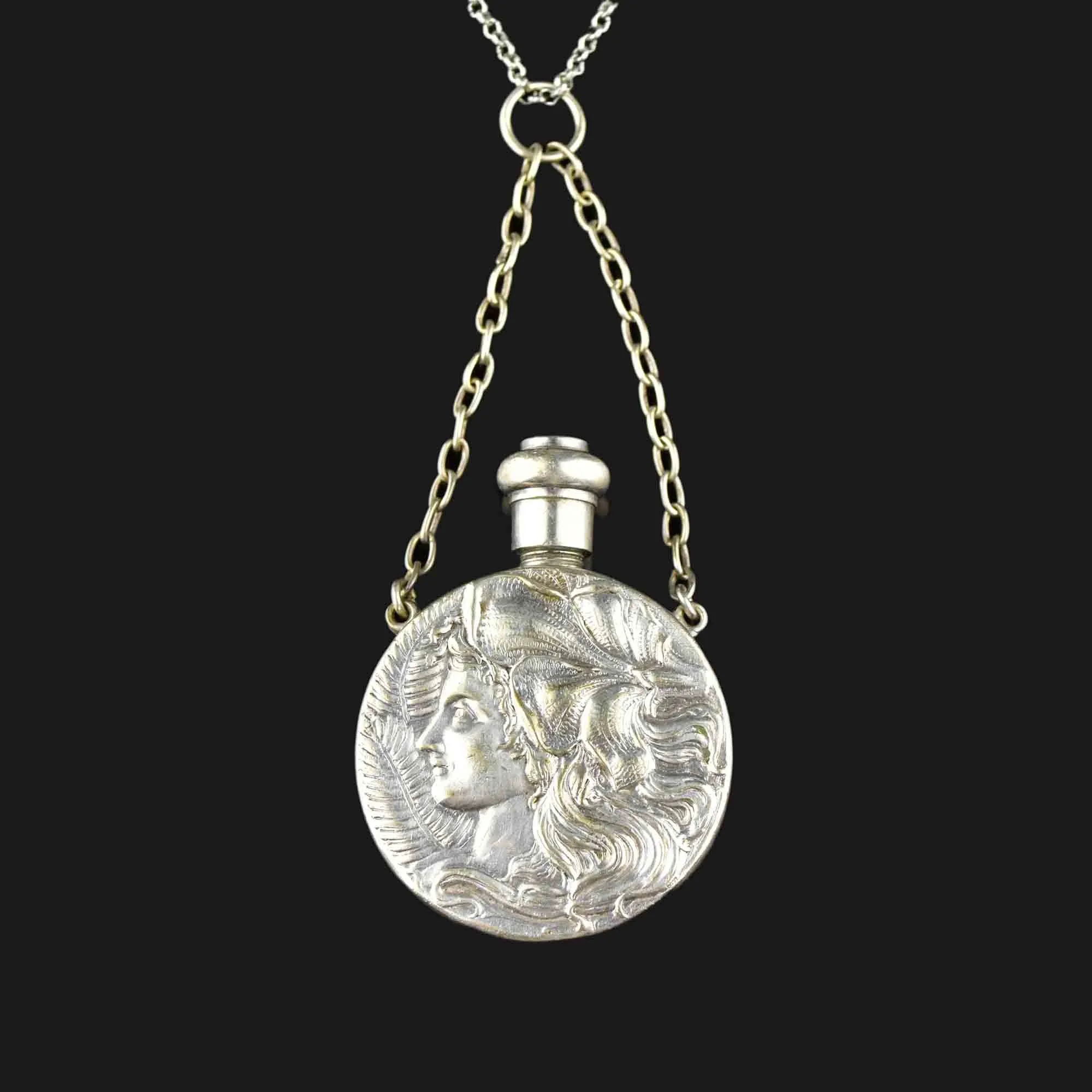 Antique Art Nouveau Perfume Bottle Pendant Necklace