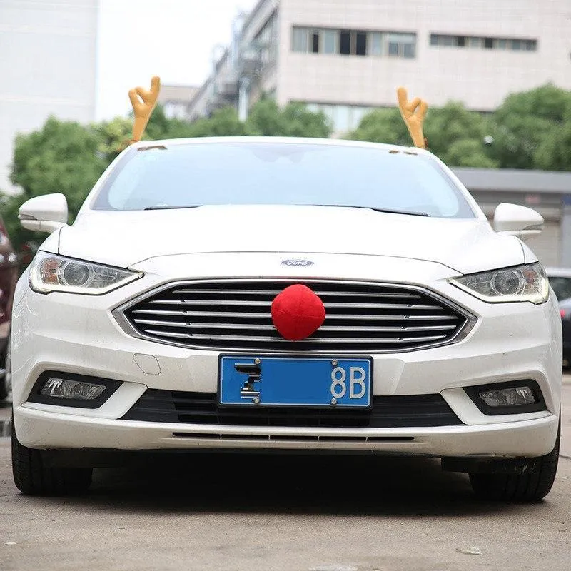 Antlers and Red Nose Car Decorations