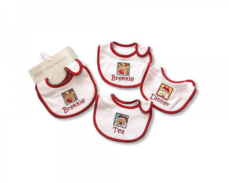 Baby Christmas Bibs -Brekkie-Dinner-Tea - ([BW-104-622)