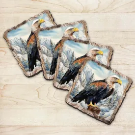 Bald Eagle Wooden Cork Coasters Gift Set of 4 by Nature Wonders | Nature Wildlife Décor  - 95399C-S4