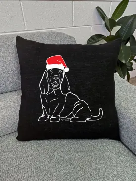 Basset Hound Christmas Edition Linen Cushion Cover