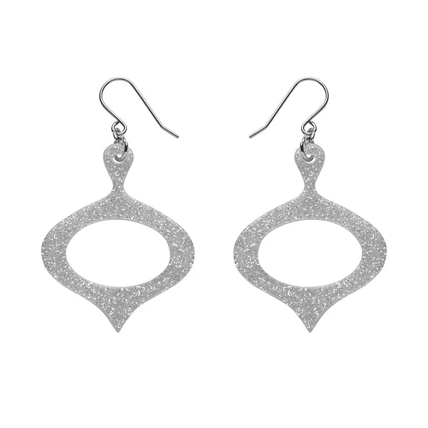 Bauble Glitter Resin Drop Earrings - Silver