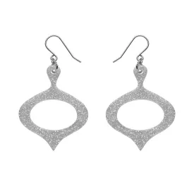 Bauble Glitter Resin Drop Earrings - Silver