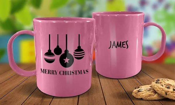 Bauble Plastic Christmas Mug - Pink