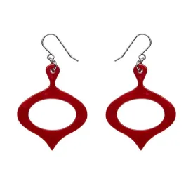 Bauble Ripple Resin Drop Earrings - Red