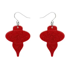 Baubles Glitter Drop Earrings - Red