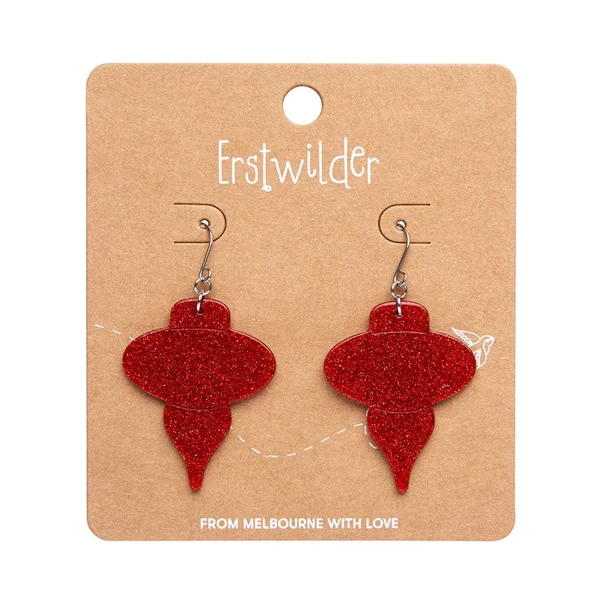 Baubles Glitter Drop Earrings - Red