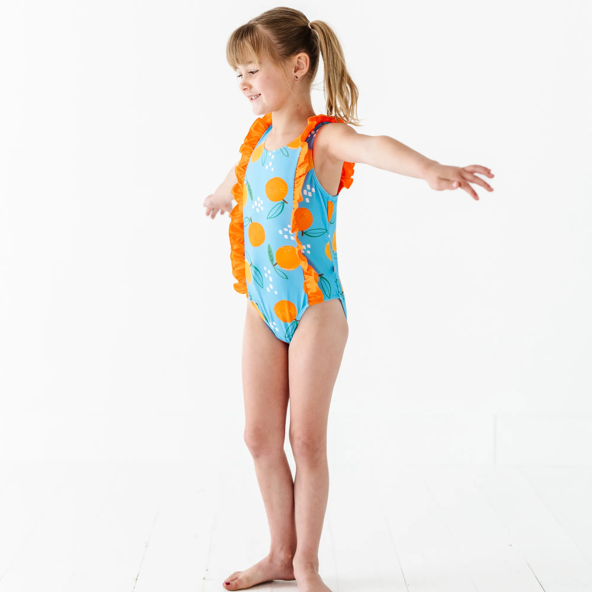 Be My Clementine Girls Swimsuit With Ruffle