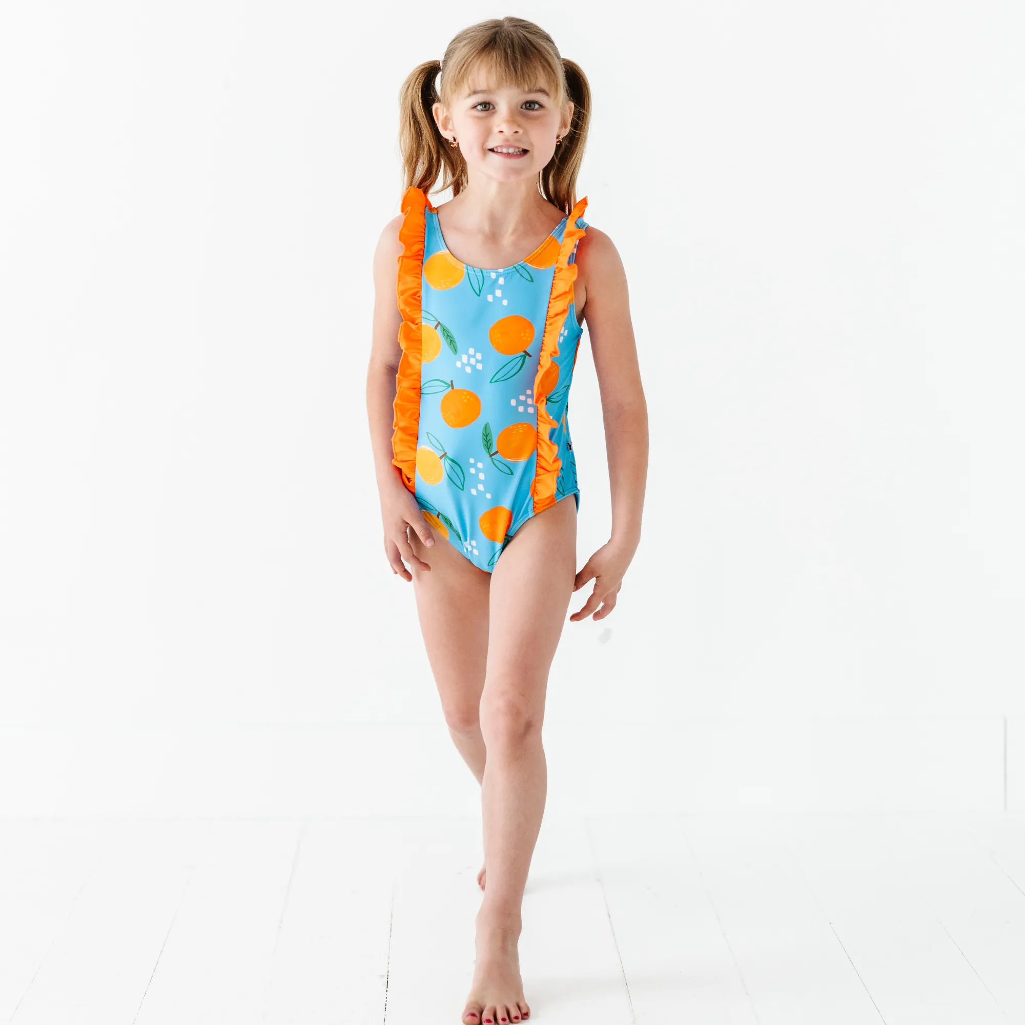 Be My Clementine Girls Swimsuit With Ruffle