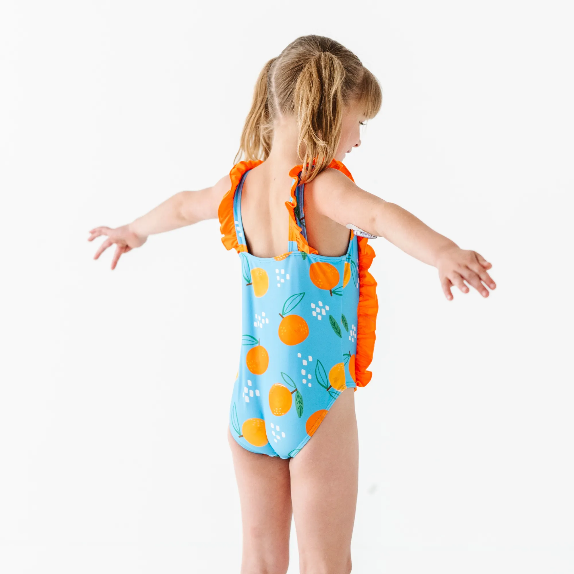 Be My Clementine Girls Swimsuit With Ruffle