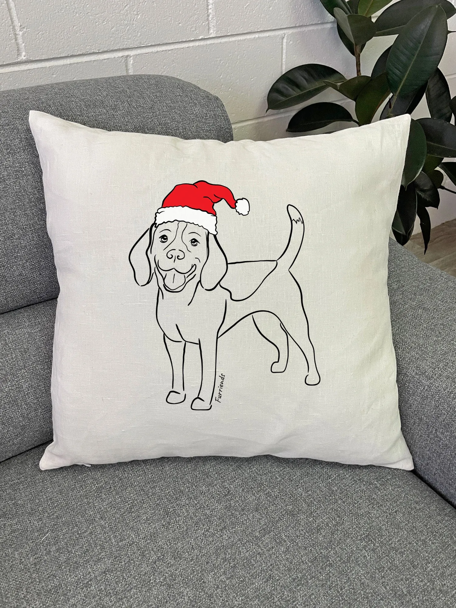 Beagle Christmas Edition Linen Cushion Cover