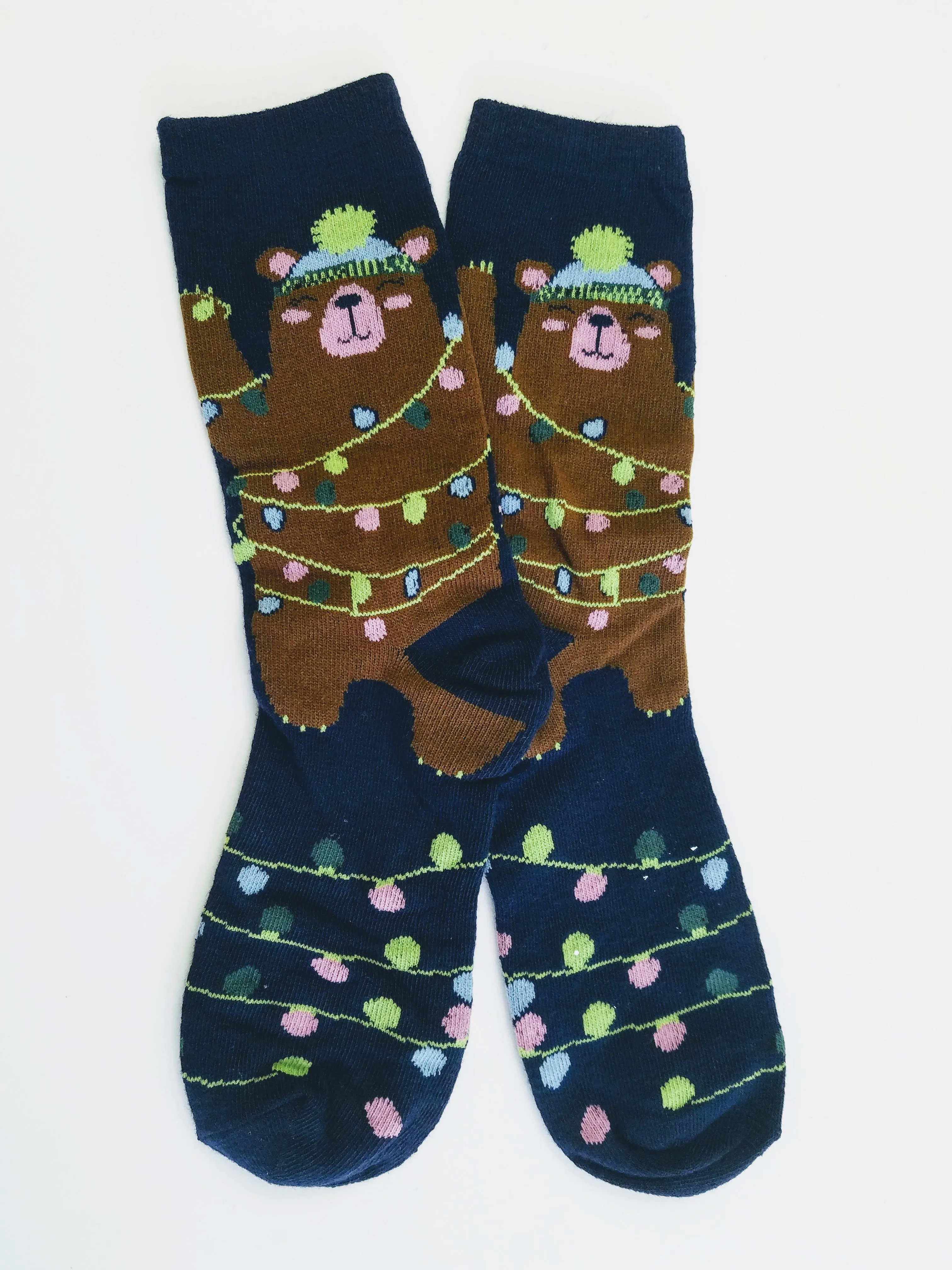 Bear w/ Lights Thin Crew Socks