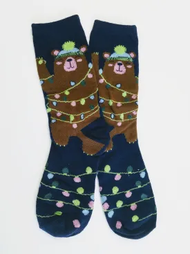 Bear w/ Lights Thin Crew Socks