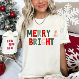 Bella or Comfort Colors Merry and Bright Ivory Dust Tee/ Super Cute Christmas Shirt