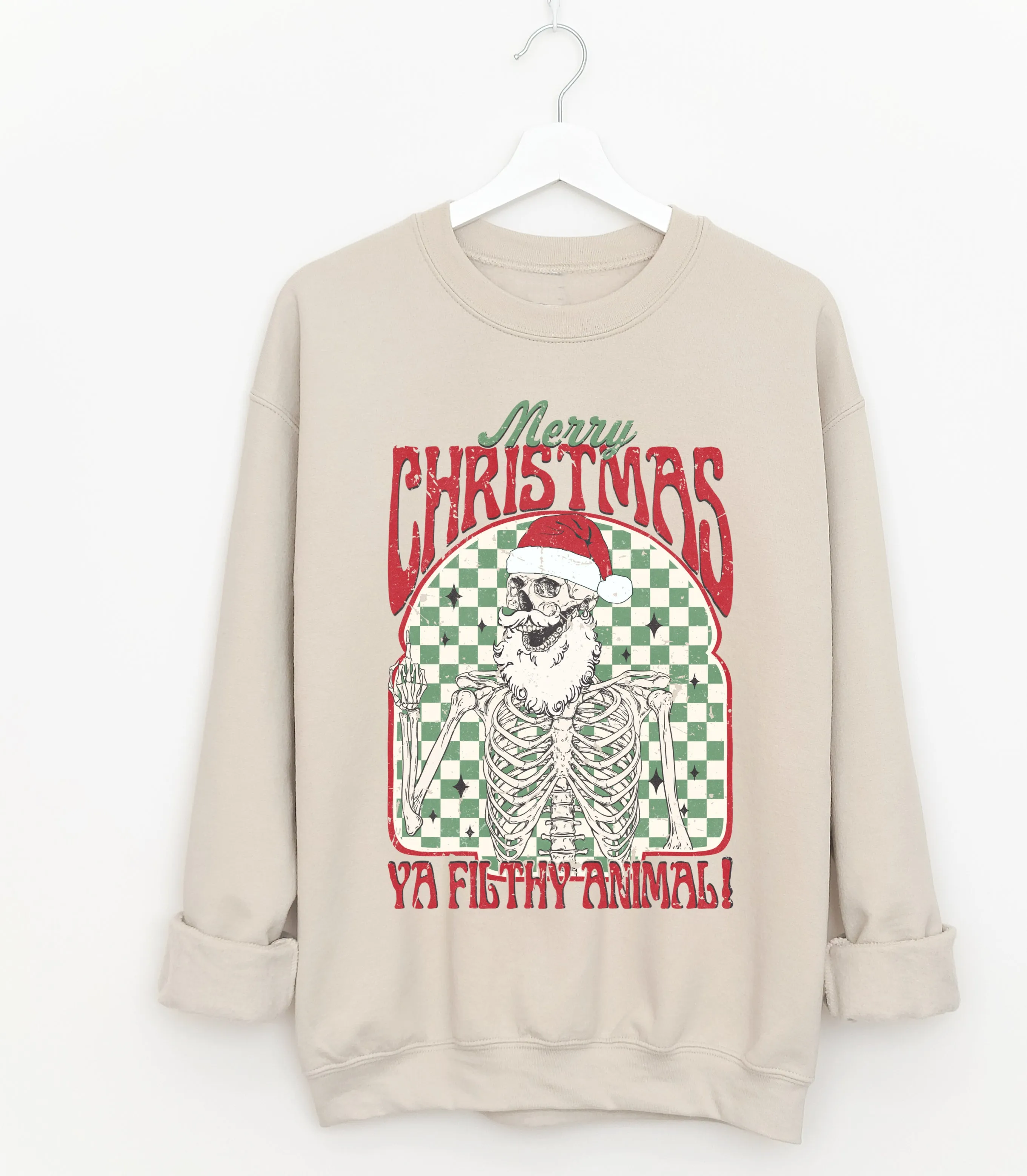 Bella or Gildan Merry Christmas Ya Filthy Animal Sweatshirt/ Christmas Sweater - Adult Sizes