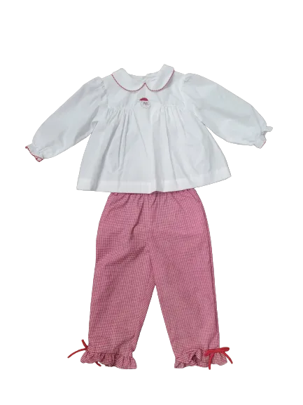 Blouse and Pants Set Red & White Santa