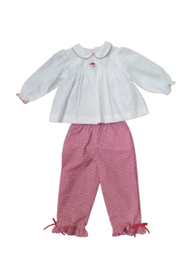 Blouse and Pants Set Red & White Santa