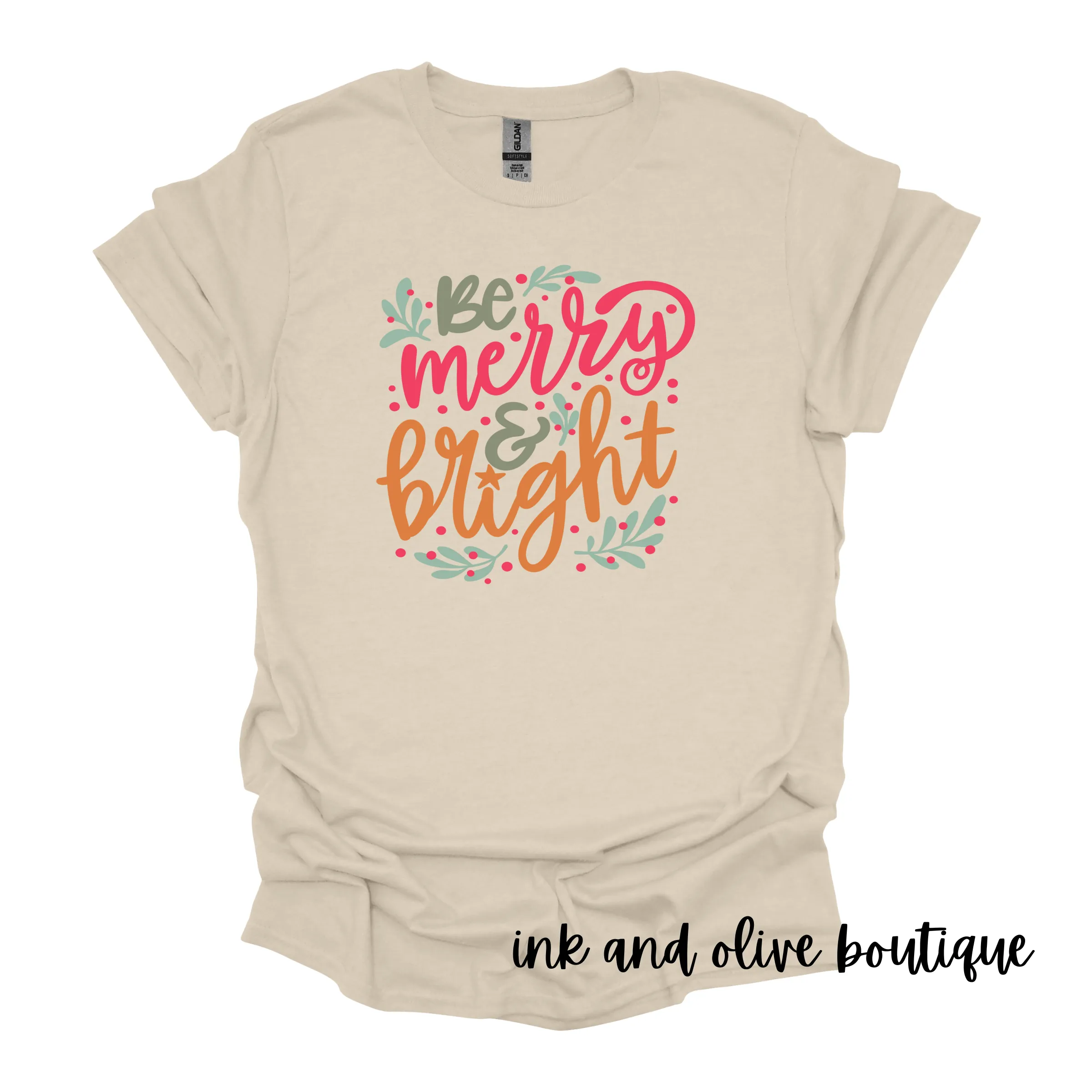 Boho Be Merry and Bright Christmas Tee