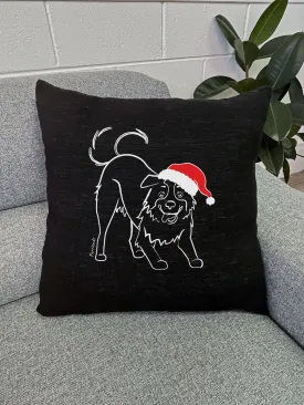 Border Collie Christmas Edition Linen Cushion Cover