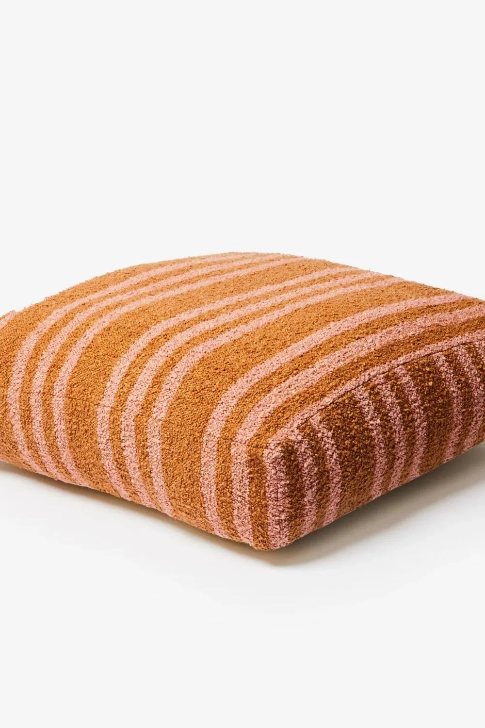 Boucle Trio Stripe Tan Pink Pouffe