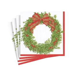 Boxwood Wreath Beverage Napkins