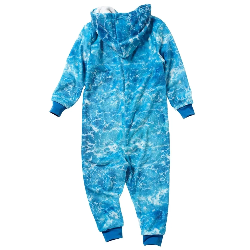 Boys Blue Digital Print Shark Onesie