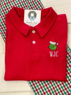 Boys Red Grinch Polo