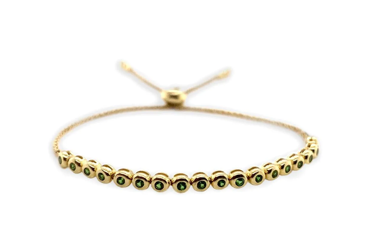 Bracelet 14kt Gold Adjustable with Bezel Gemstones